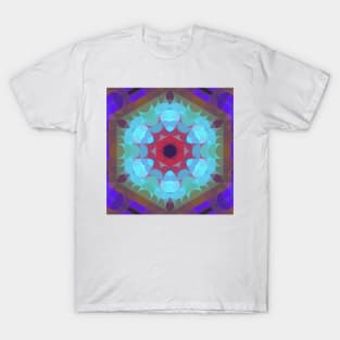 Retro Mandala Flower Red Blue and Purple T-Shirt